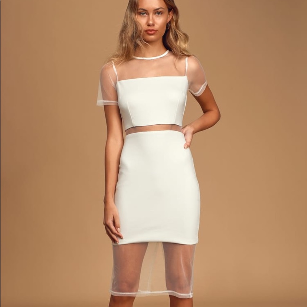 NWT Way We Love White Mesh Short Sleeve Dress